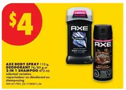 No Frills AXE BODY SPRAY, DEODORANT, 2 IN 1 SHAMPOO offer