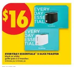 No Frills EVERYDAY ESSENTIALS 2 SLICE TOASTER offer