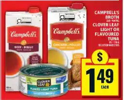 Food Basics Campbell's Broth & Clover Leaf Tuna offer