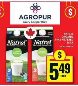 Food Basics Natrel Organic Fine Filtered Milk offer