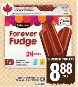 Food Basics SELECTION FOREVER FUDGE OR VANILLA SURPRISE ICE BARS offer