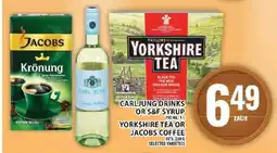 Food Basics Carl Jung Drinks or S&F Syrup, Yorkshire Tea, or Jacobs Coffee offer
