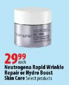 London Drugs Neutrogena Rapid Wrinkle Repair or Hydro Boost Skin Care offer