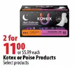 London Drugs Kotex or Poise Products offer