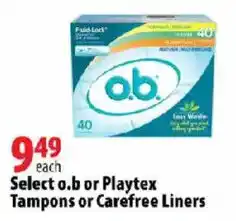 London Drugs Select o.b or Playtex Tampons or Carefree Liners offer