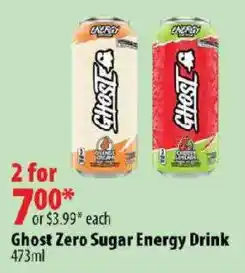 London Drugs Ghost Zero Sugar Energy Drink offer