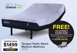 Leon's Tempur-Pedic react medium mattress offer