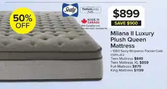 Sealy Milana II Luxury Plush Queen Mattress