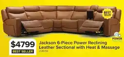 Leon's Jackson 6-Piece Power Reclining Leather Sectional with Heat & Massage offer