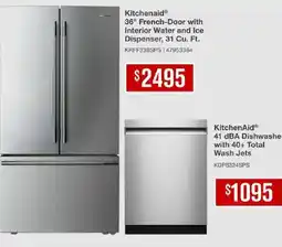 Leon's Kitchenaid 36" french-door with interior water and ice dispenser offer