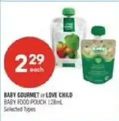 Shoppers Drug Mart Baby gourmet or love child baby food pouch offer