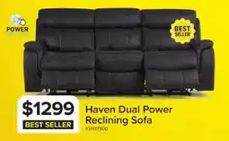 Leon's Haven Dual Power Reclining Sofa offer