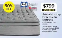 Leon's Sealy artemis luxury firm queen mattress offer