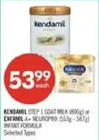Shoppers Drug Mart Kendamil Step 1 Goat Milk or Entamil A+ Neuropro Infant Formula offer