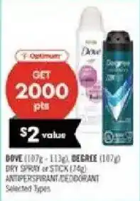 Shoppers Drug Mart Dove dry spray or stick antiperspirant/deodorant offer