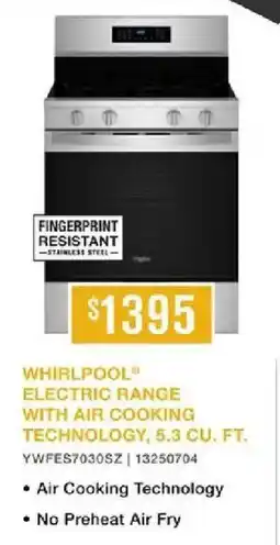 Leon's Whirlpool electric range with air cooking technology offer
