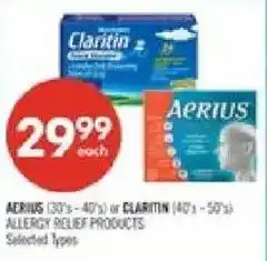 Shoppers Drug Mart Aerius or Claritin allergy relief products offer