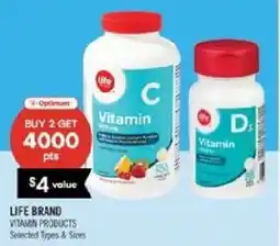 Shoppers Drug Mart Life brand vitamin products offer