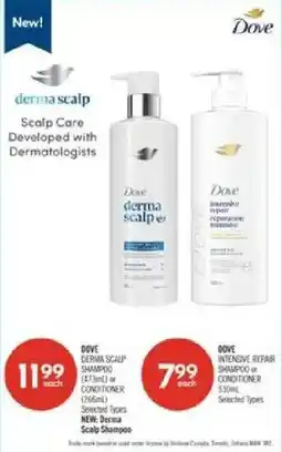 Shoppers Drug Mart Dove derma scalp shampoo or conditioner offer