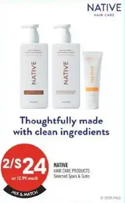 Shoppers Drug Mart Native hair care products offer
