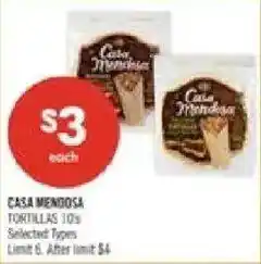Shoppers Drug Mart Casa Mendosa tortillas 10s offer