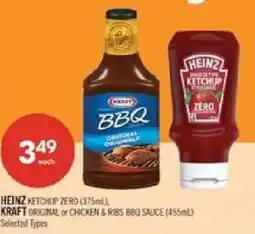 Shoppers Drug Mart Heinz ketchup zero, kraft original or chicken & ribs bbq sauce offer