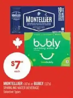 Shoppers Drug Mart Montellier or Bubly sparkling water beverage offer