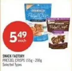 Shoppers Drug Mart Snack Factory pretzel crisps offer