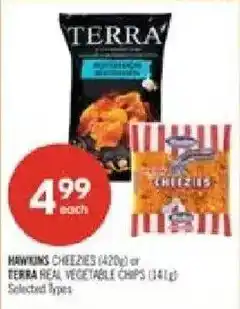 Shoppers Drug Mart Hawkins Cheezies or Terra Real Vegetable Chips offer