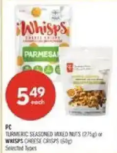 Shoppers Drug Mart PC turmeric seasoned mixed nuts or whips cheese crisps offer
