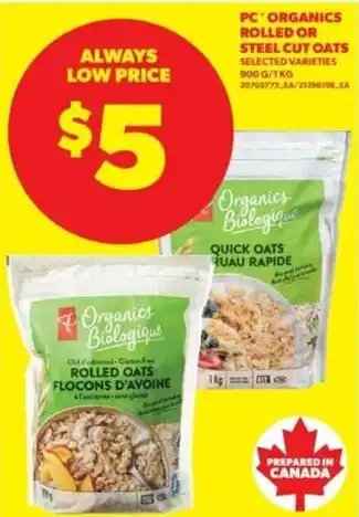 PC Organics rolled or steel cut oats