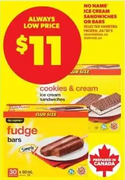 Real Canadian Superstore No Name ice cream sandwiches or bars offer