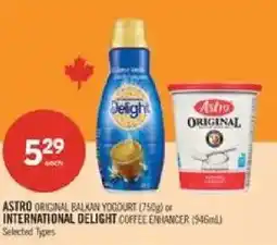 Shoppers Drug Mart Astro original balkan yogurt or international delight coffee enhancer offer
