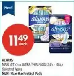 Shoppers Drug Mart Always Maxi MaxProtect Pads offer