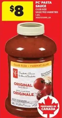 Real Canadian Superstore PC pasta sauce original offer