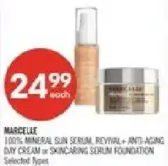 Shoppers Drug Mart Marcelle 100% mineral sun serum revival + anti-aging dry cream or skincaring serum foundation offer