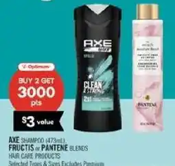Shoppers Drug Mart Axé shampoo and pantene blends hair care products offer