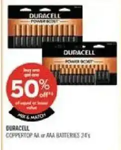 Shoppers Drug Mart Duracell Coppertop AA or AAA batteries offer
