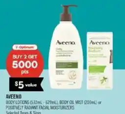 Shoppers Drug Mart Aveeno body lotions body oil mist or positively radiant facial moisturizers offer