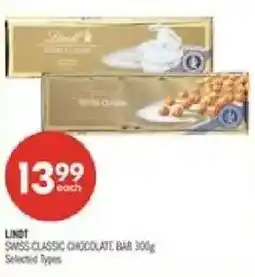 Shoppers Drug Mart Lindt Swiss Classic Chocolate Bar offer