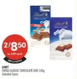 Shoppers Drug Mart Lindt Swiss Classic Chocolate Bar offer