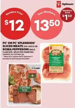 Real Canadian Superstore PC or PC Splendidio sliced meats offer
