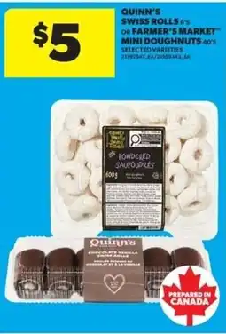 Real Canadian Superstore Quinn's Swiss rolls or Farmer's market mini doughnuts offer