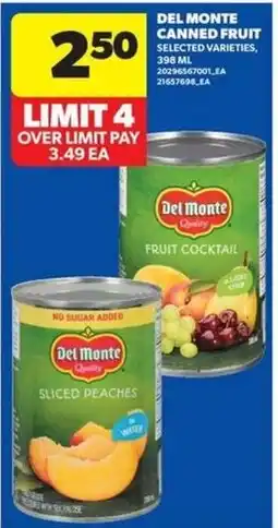 Real Canadian Superstore Del Monte canned fruit selected varieties offer