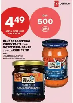 Real Canadian Superstore Blue Dragon Thai curry paste sweet chili sauce chili crisp offer