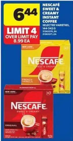 Real Canadian Superstore Nescafe sweet & creamy instant coffee offer