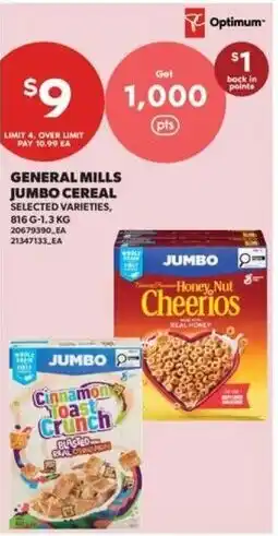 Real Canadian Superstore General Mills jumbo cereal selected varieties offer