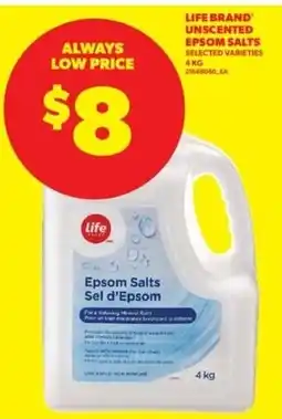 Real Canadian Superstore Life Brand unscented epsom salts offer