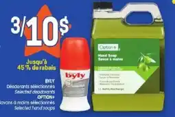 Uniprix Byly deodorants selected option+ hand soaps selected offer