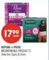 Shoppers Drug Mart Depend or Poise incontinence products offer
